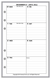 2023 weekly & monthly planner for compact size notebooks by franklin-covey compact size, and others. 1 page per week, 2 pages per month, week starts on monday. style d, with lines.