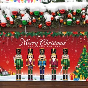 Christmas Nutcracker Garage Door Banner Cover 6 x 13 ft, Extra Large Fabric Soldier Nutcracker Christmas Backdrop Photo Booth Background Yard Sign for Xmas Holiday Winter New Year Eve Party Supplies