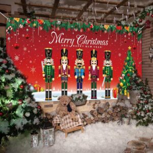 Christmas Nutcracker Garage Door Banner Cover 6 x 13 ft, Extra Large Fabric Soldier Nutcracker Christmas Backdrop Photo Booth Background Yard Sign for Xmas Holiday Winter New Year Eve Party Supplies