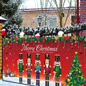 Christmas Nutcracker Garage Door Banner Cover 6 x 13 ft, Extra Large Fabric Soldier Nutcracker Christmas Backdrop Photo Booth Background Yard Sign for Xmas Holiday Winter New Year Eve Party Supplies