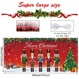 Christmas Nutcracker Garage Door Banner Cover 6 x 13 ft, Extra Large Fabric Soldier Nutcracker Christmas Backdrop Photo Booth Background Yard Sign for Xmas Holiday Winter New Year Eve Party Supplies
