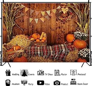 YYNXSY 10X8FT Thanksgiving Autumn Background Autumn Pumpkins to The Countryside Photography Background Harvest Harvest Harvest Background Party Supplies Cake Table Decoration Banner Portrait YY-2501