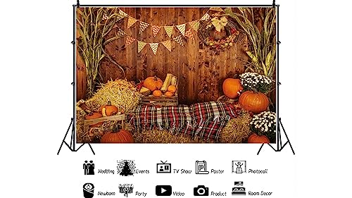 YYNXSY 10X8FT Thanksgiving Autumn Background Autumn Pumpkins to The Countryside Photography Background Harvest Harvest Harvest Background Party Supplies Cake Table Decoration Banner Portrait YY-2501