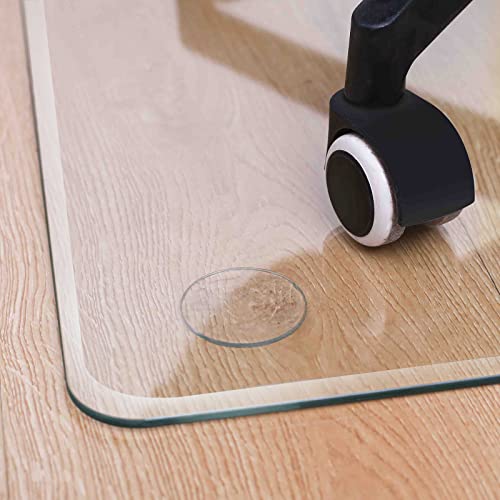 FARUIFETT 45" x 53" Office Chair Mat for Carpet, Heavy Duty Tempered Glass Chair Mats for Hardwood Floors, Computer Desk, Effortless Rolling, Easy Clean, Not Prone to Scratches