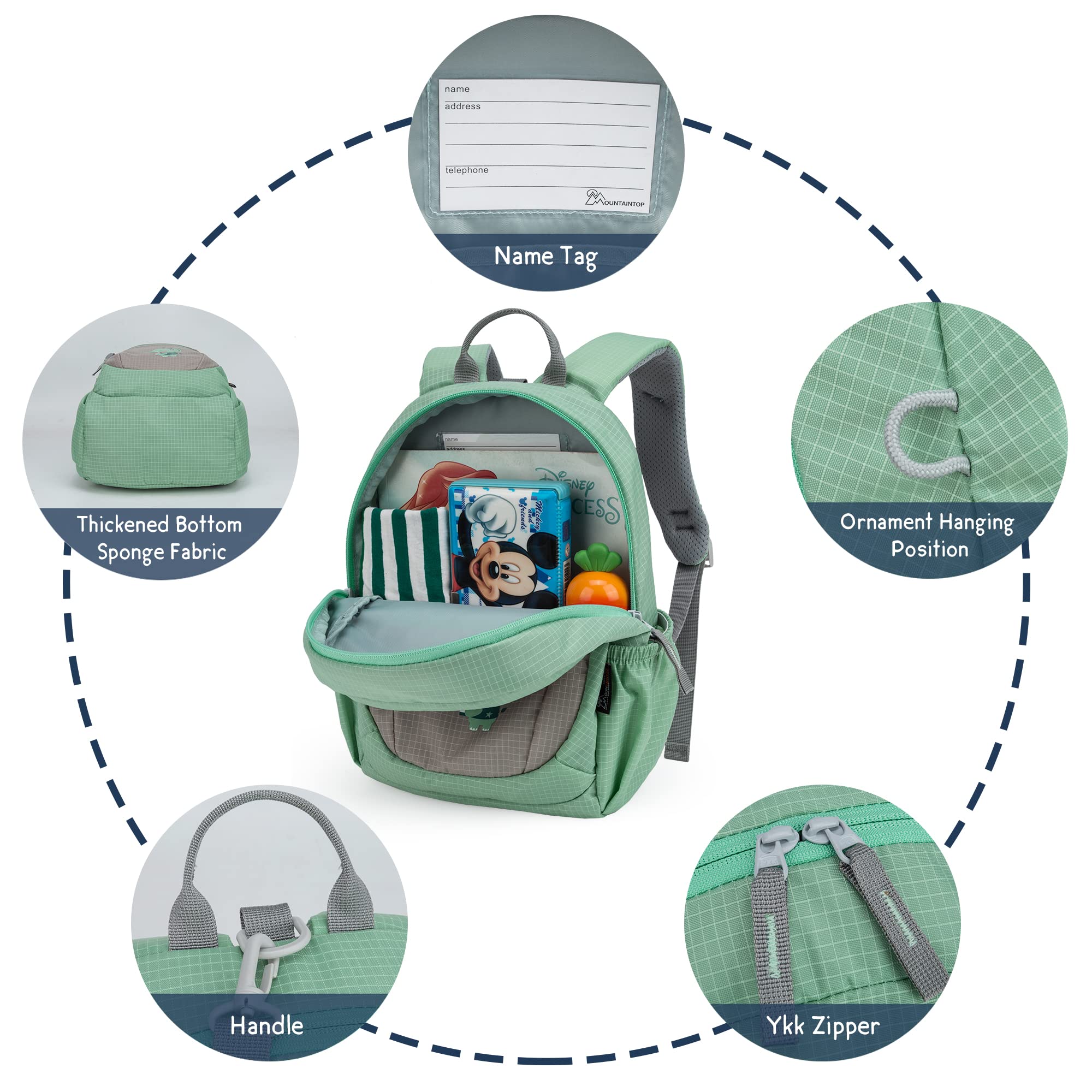 MOUNTAINTOP Kids Toddler Backpack for Boys Girls Preschool Kindergarten Bag