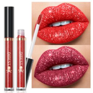 12 Colors Matte to Glitter Liquid Lipstick Set, Diamond Glitter Sparkly Lip Gloss Shimmer 24 Hour Long Lasting Waterproof Halloween Christmas Makeup Gift kit (A)