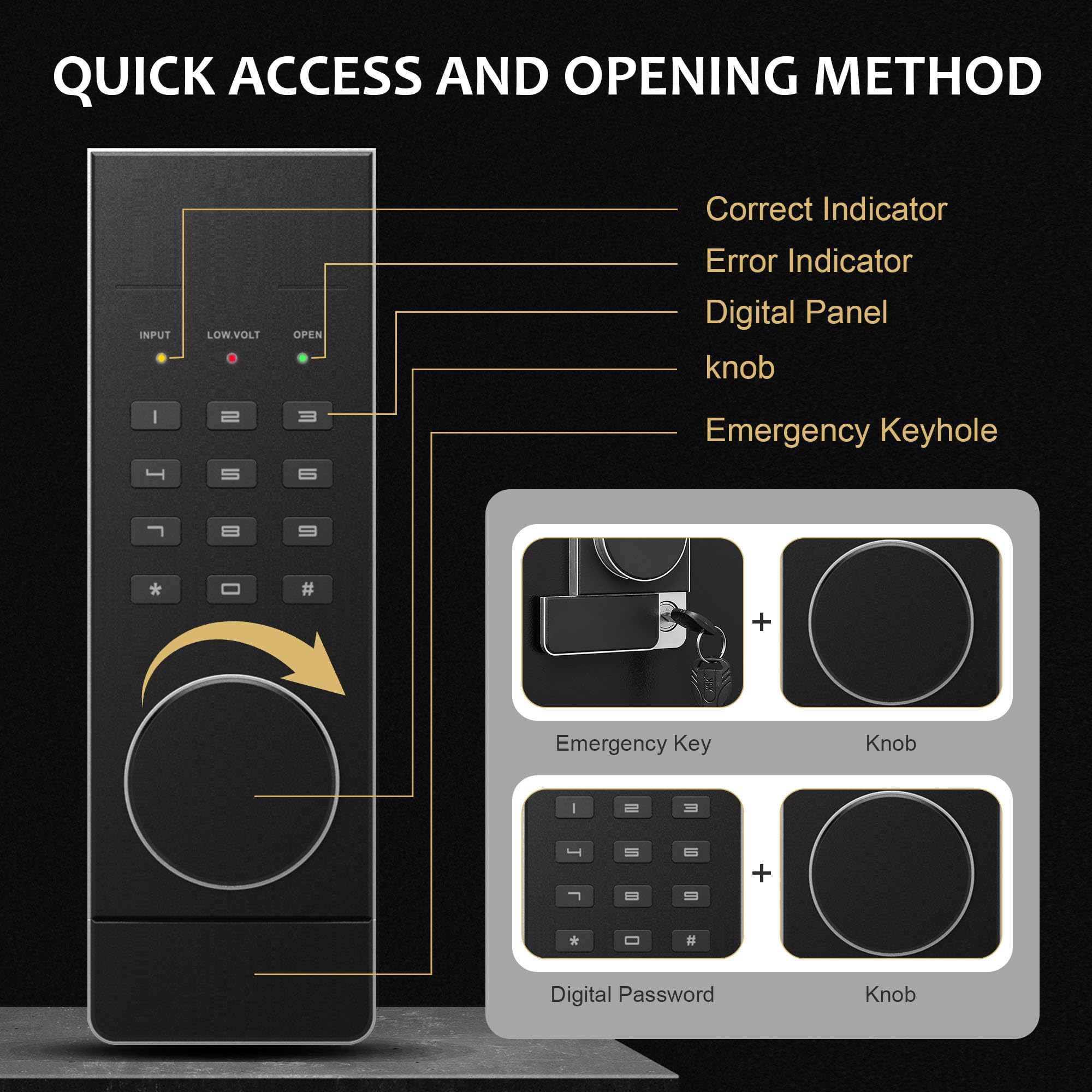 Marcree Safe, 2.6 Cub Security Home Safe, Safe Box for Home with Digital Keypad, Steel Inner Cabinet, Money Safe with Removable and Adjustable Shelf, LED Light, Cabinet Safes for Office Hotel