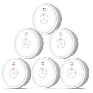 fire alarms smoke detectors, smoke alarm battery operated, 10-year product life, fire alarm with test button & low battery signal, photoelectric technology fire detectors for bedroom and home (6-pack)