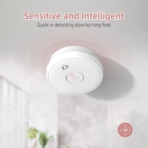 Fire Alarms Smoke Detectors, Smoke Alarm Battery Operated, 10-Year Product Life, Fire Alarm with Test Button & Low Battery Signal, Photoelectric Technology Fire Detectors for Bedroom and Home (6-Pack)