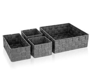 brookstone, [4 pcs] woven storage basket, suitable for any décor style, perfectly sized to fit shelfs and closets, multipurpose organization and storage bin solution