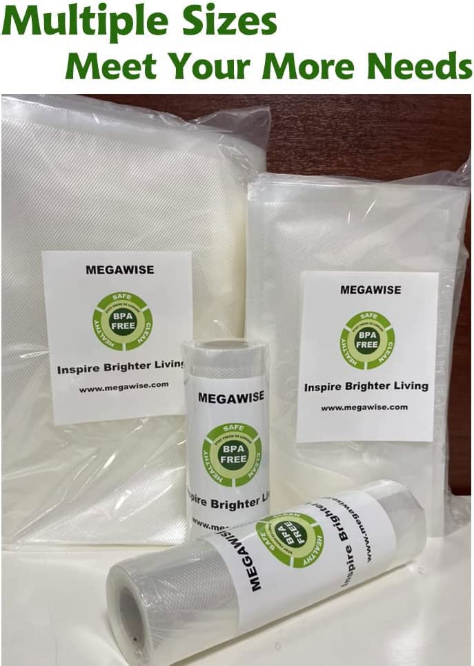 MEGAWISE Vacuum Sealer Bags 6''x 20 feet for MEGAWISE, Food Saver, Seal a Meal, Weston. FOOD Grade, BPA Free, Heavy Duty, Great for vac storage, Meal Prep or Sous Vide