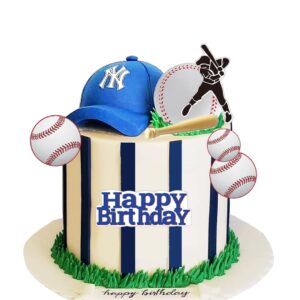 baseball hat cake topper with hat happy birthday sign for baseball sport party