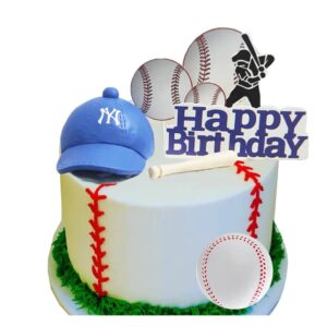 Baseball Hat Cake Topper with Hat Happy Birthday Sign for Baseball Sport Party