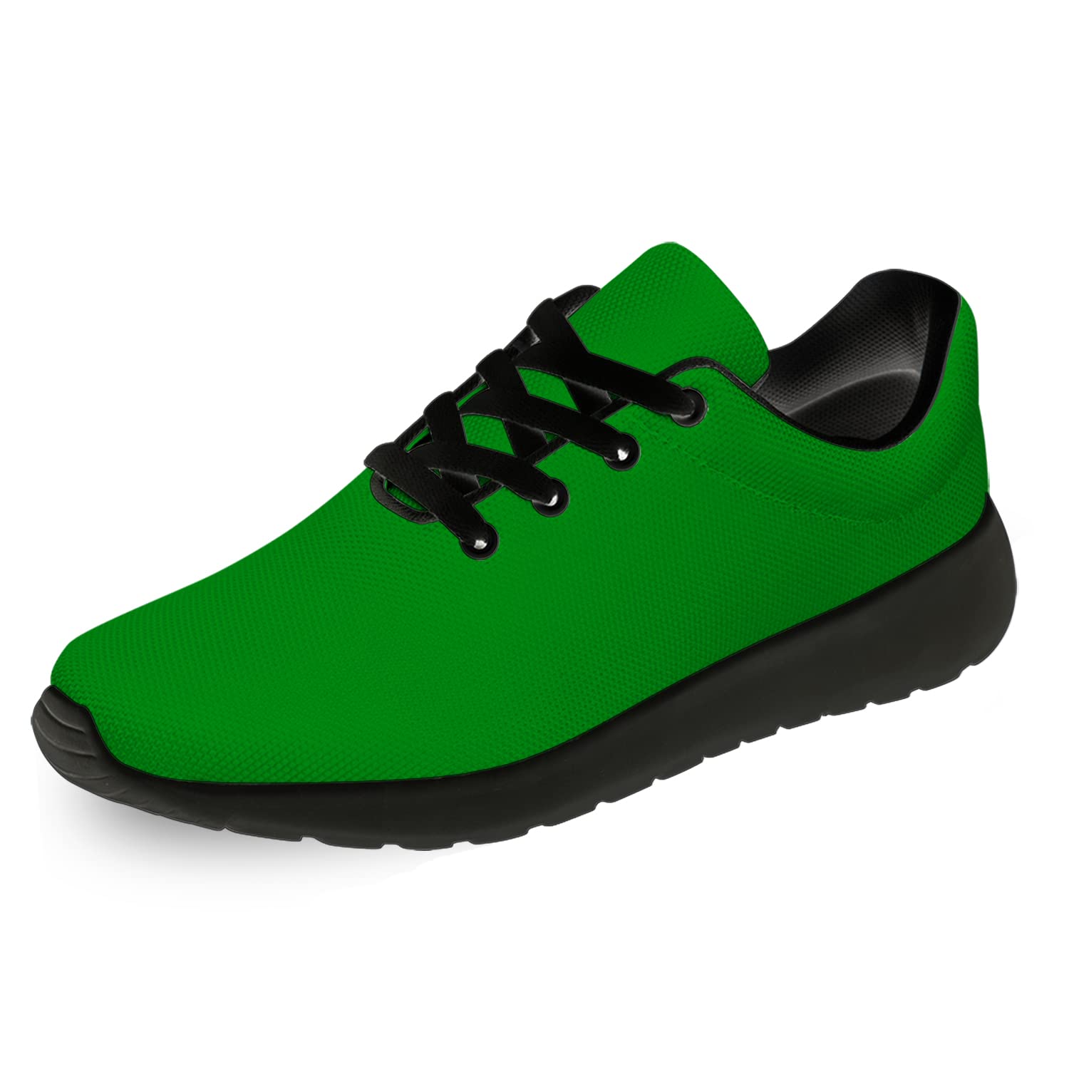 Mens Womens Green Shoes Running Walking Tennis Sneakers Green Print Solid Color Shoes Gifts for Boy Girl,Size 13 Men/15.5 Women Black