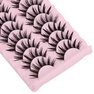 DSLONG 10 Pairs Manga Lashes Wet Look Lashes Effect Cat Eye Lashes Extension Fluffy Spiky Mink Lashes Japanese Cosplay Styles Anime Fake Eyelashes Reusable