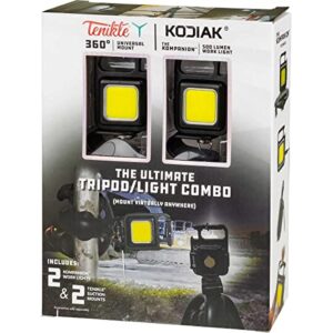tenikle 360° universal mount and kodiak kompanion 500 lumen work light, the ultimate tripod and light combo, 2 pack