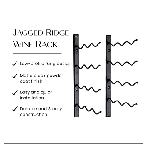 Jagged Ridge Wine Rooms Wall-Mounted Metal Wine Rack - 36 Wine Bottle Holder, Modern, Matte Black, Designed in Canada by Wine Enthusiasts