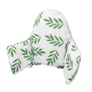 high chair cushion, type high chair cover pad, highchair cushion for ikea antilop highchair, exquisite edge banding, built-in inflatable cushion,baby sitting more comfortable (green leaves pattern)