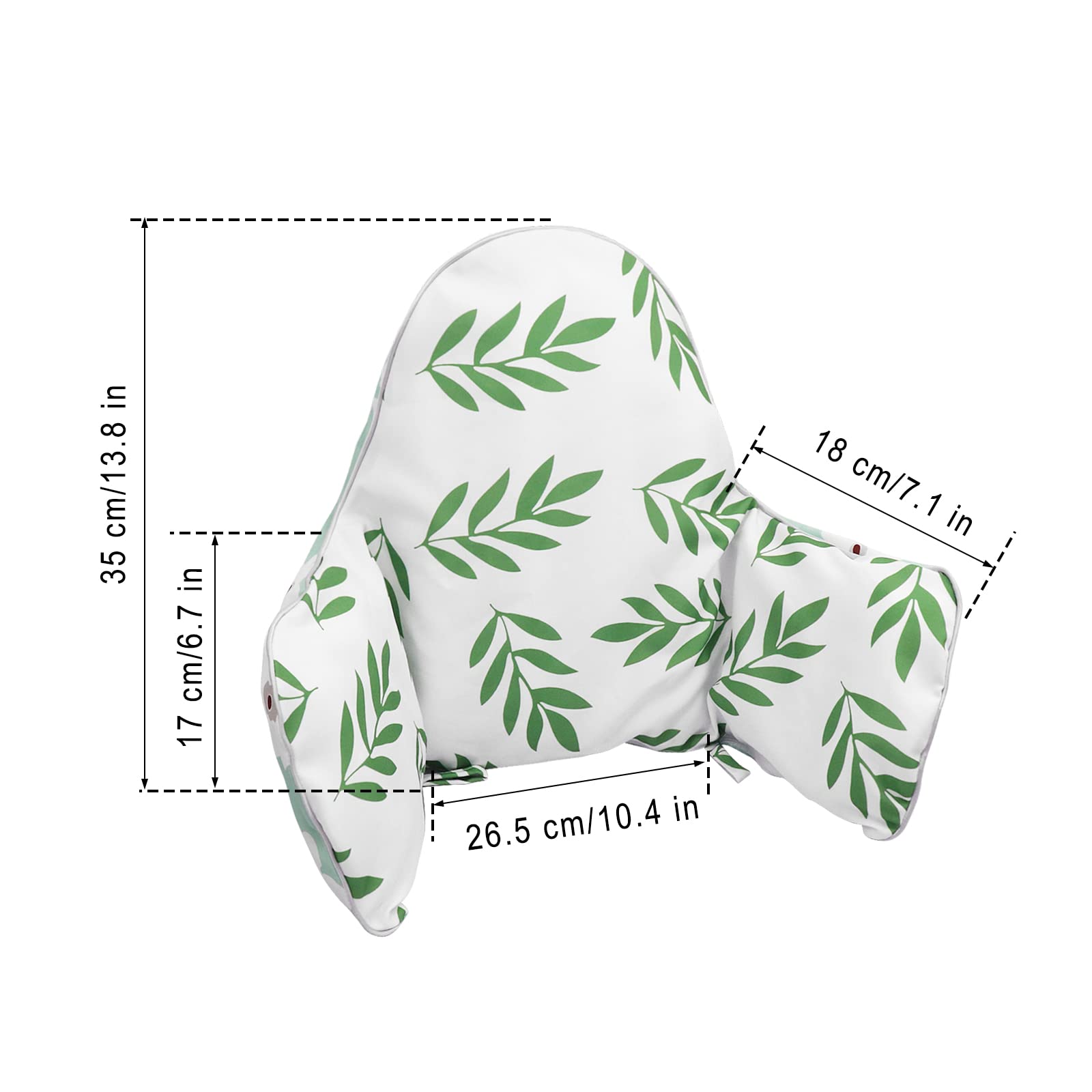 High Chair Cushion, Type High Chair Cover Pad, Highchair Cushion for IKEA Antilop Highchair, Exquisite Edge Banding, Built-in Inflatable Cushion,Baby Sitting More Comfortable (Green Leaves Pattern)