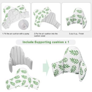 High Chair Cushion, Type High Chair Cover Pad, Highchair Cushion for IKEA Antilop Highchair, Exquisite Edge Banding, Built-in Inflatable Cushion,Baby Sitting More Comfortable (Green Leaves Pattern)