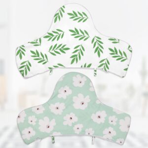 High Chair Cushion, Type High Chair Cover Pad, Highchair Cushion for IKEA Antilop Highchair, Exquisite Edge Banding, Built-in Inflatable Cushion,Baby Sitting More Comfortable (Green Leaves Pattern)