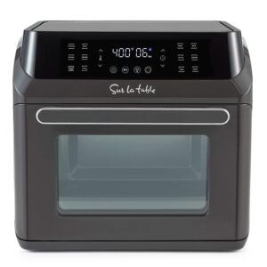 sur la table 16 qt air fryer oven with 12 in 1 functions for quick and easy meals, includes 7 accessories, black