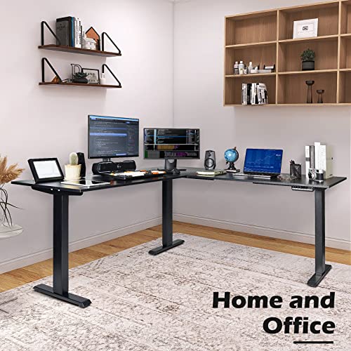 OUTFINE L Shaped Triple Motor Height Adjustable Standing Desk Electric Triple Motor Home Office Stand Up Computer Workstation