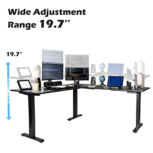 OUTFINE L Shaped Triple Motor Height Adjustable Standing Desk Electric Triple Motor Home Office Stand Up Computer Workstation
