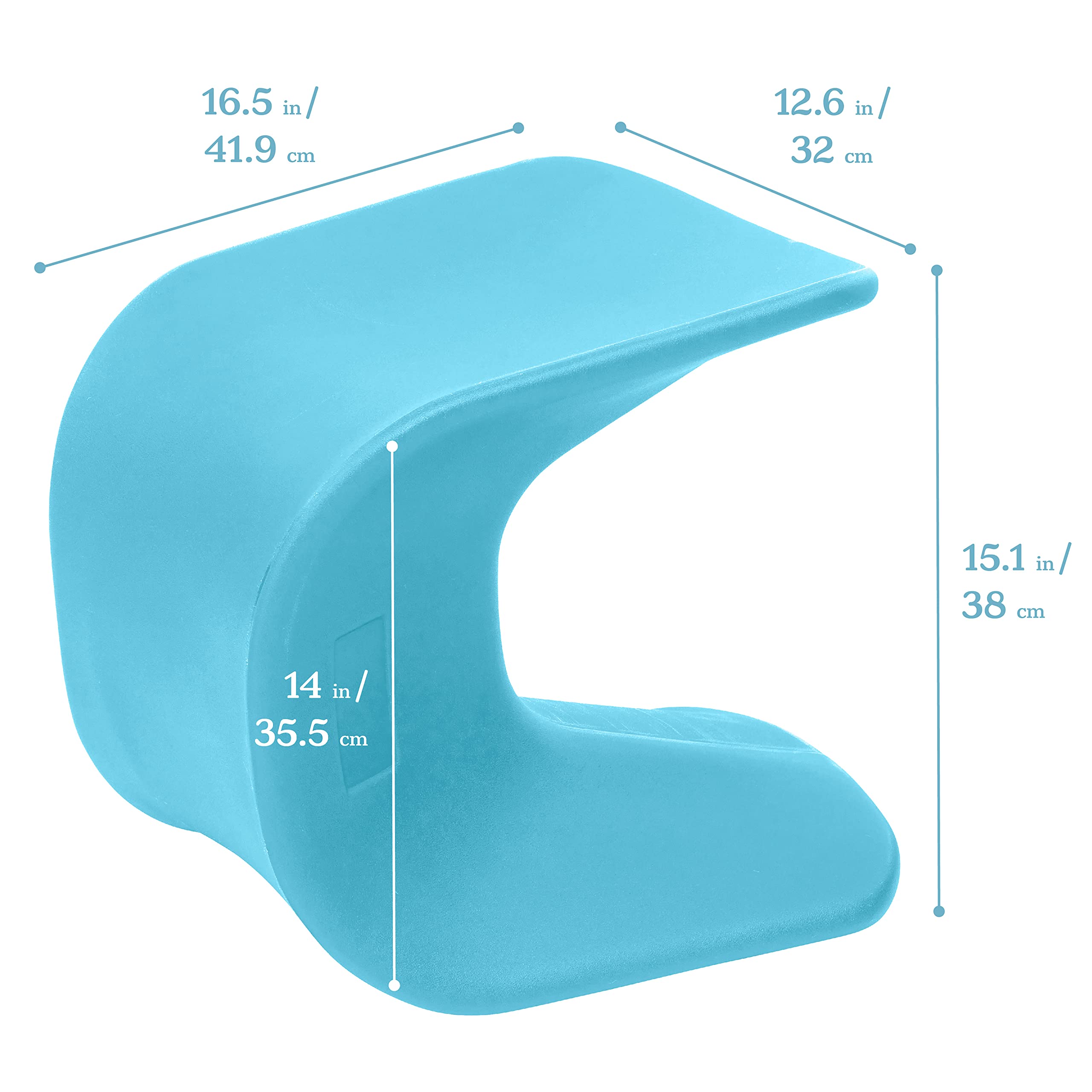 ECR4Kids Wave Seat, 14in - 15.1in Seat Height, Perch Stool, Cyan, 2-Pack