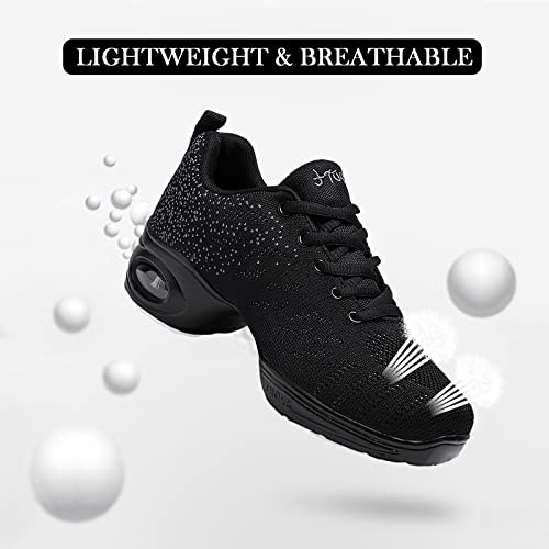 Women's Jazz Shoes Lace-up Sneakers - Breathable Air Cushion Lady Split Sole Athletic Walking Dance Shoes Platform (Adult) Grey Fuschia 37