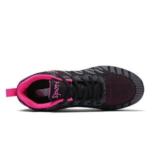 Women's Jazz Shoes Lace-up Sneakers - Breathable Air Cushion Lady Split Sole Athletic Walking Dance Shoes Platform (Adult) Grey Fuschia 37