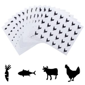 olycraft 2400pcs 4 styles black meal stickers 0.4 inch food choice sticker place card stickers carrot/chicken/cow/fish wedding meal indicator stickers meal stickers for place cards party supplies