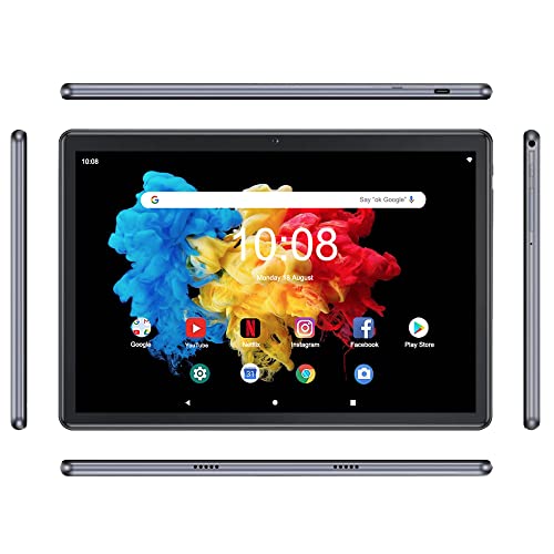 10 Inch Android Tablet pc, Android Tablet, 4 RAM 64GB ROM 128GB Expand, IPS HD,2.5D G+G Touch Screen,Google Certificated Wi-Fi Tablets,Dual Camera, Black-(with Leather case)…