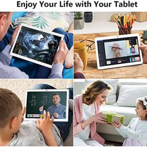 10 Inch Android 11 Tablet pc, 4 RAM 64GB ROM 128GB Expand, IPS HD,2.5D G+G Touch Screen,Google Certificated Wi-Fi Tablets,5MP Camera,Long Battery Life,Sliver-(Comes with Leather case) Silver…