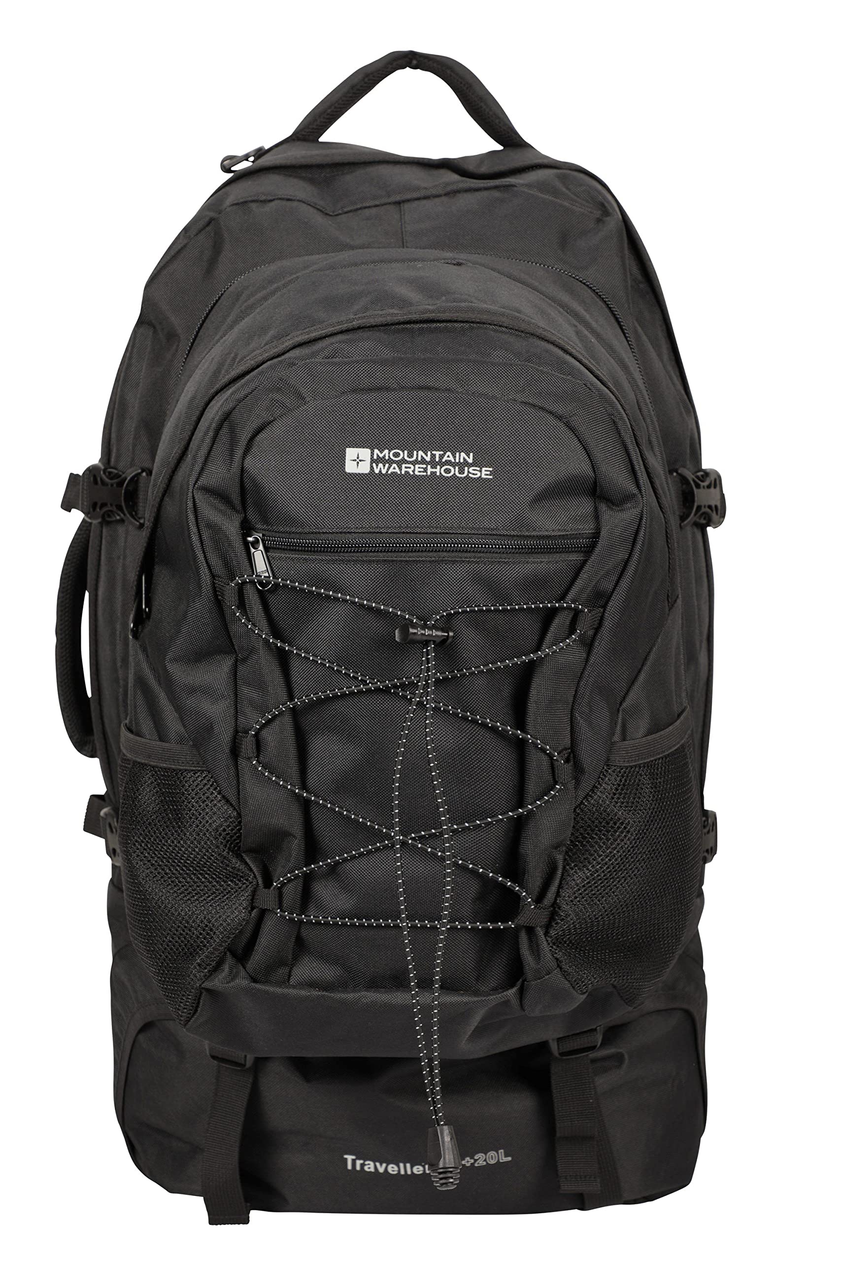 Mountain Warehouse Traveller 60 + 20L Travel Backpack - Detachable Black