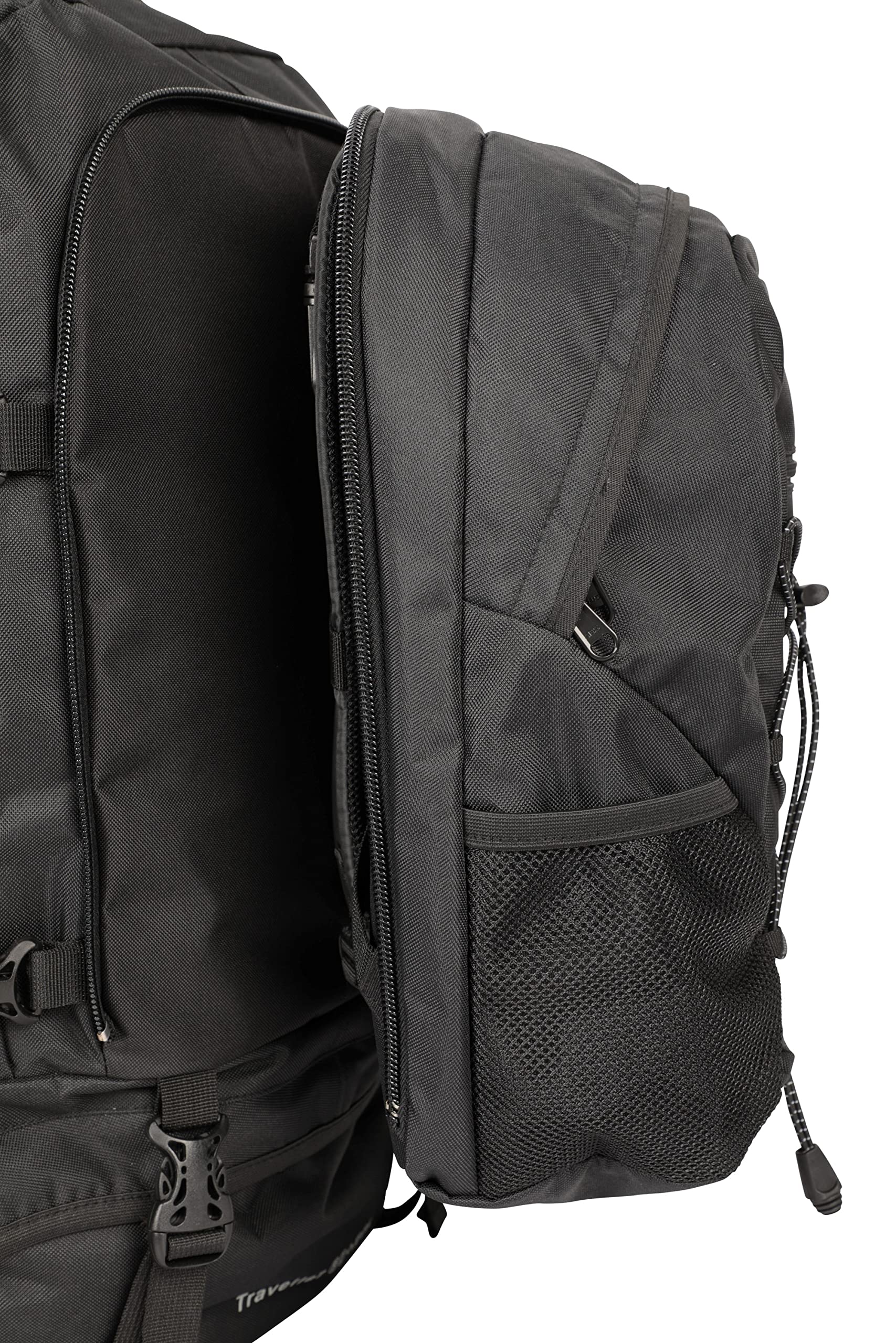 Mountain Warehouse Traveller 60 + 20L Travel Backpack - Detachable Black