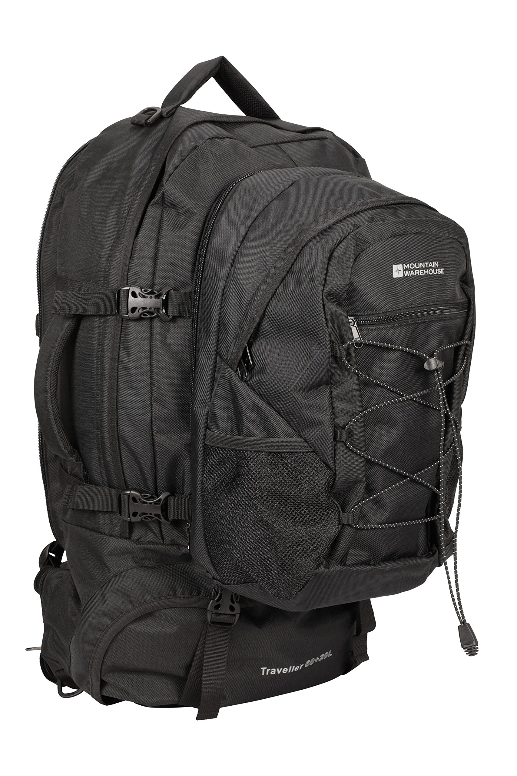 Mountain Warehouse Traveller 60 + 20L Travel Backpack - Detachable Black