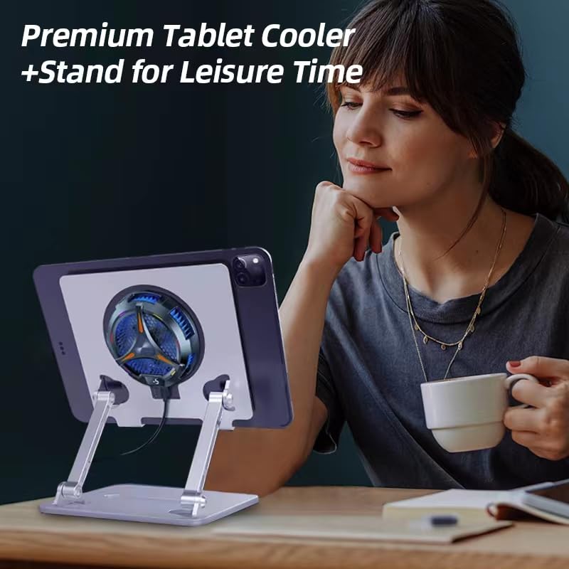 TEESSO iPad Cooler, Upgrated 3.9 inch Diameter Magnetic Tablet Cooler, ipad Cooling pad Phone Cooling Fan 27W Power Driver, Temperature Display Radiator for iPhone iPad Portable Laptop Cooler