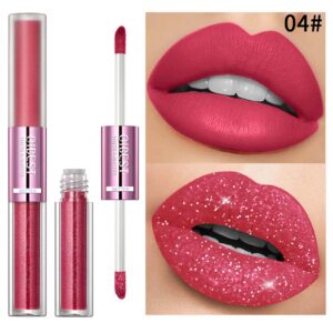 Aseawave 6Pcs Matte Liquid Lipstick + 6Pcs Glitter Lip Gloss, 2 IN 1 24 Hour Long Lasting Red Matte Lipstick with Metallic Shimmer Sparkle Lipgloss for Women