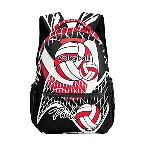 Anneunique Personalized Customization with name Volleyball Red Black Backpack Adult Daily Bag for Sport Travel Casual Pack