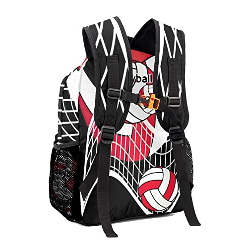 Anneunique Personalized Customization with name Volleyball Red Black Backpack Adult Daily Bag for Sport Travel Casual Pack