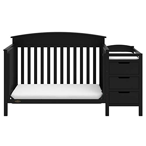 Home Square 2-Piece Set with 5 in 1 Crib & 2-in-1 Crib Mattress in Black