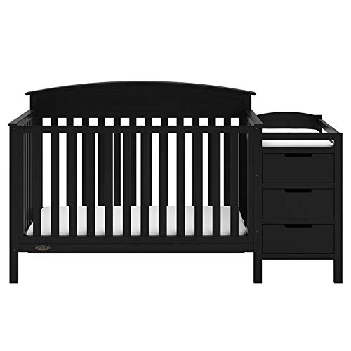 Home Square 2-Piece Set with 5 in 1 Crib & 2-in-1 Crib Mattress in Black
