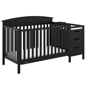 Home Square 2-Piece Set with 5 in 1 Crib & 2-in-1 Crib Mattress in Black