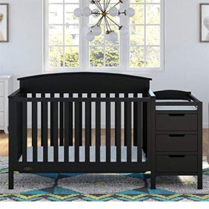 Home Square 2-Piece Set with 5 in 1 Crib & 2-in-1 Crib Mattress in Black