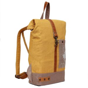 CLA Bags, 20 Inch Upcycle Canvas & Cowhide Leather rucksack for women, canvas backpack for women