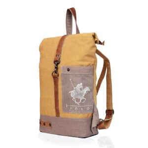 CLA Bags, 20 Inch Upcycle Canvas & Cowhide Leather rucksack for women, canvas backpack for women