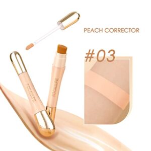 FOCALLURE High Coverage Matte Liquid Concealer,Non-Creasing & Lightweight Face Contour Concealer,Long Lasting Waterproof Concealer Makeup to Cover All the Blemishes With Built-in Brush,#03-Peach corrector