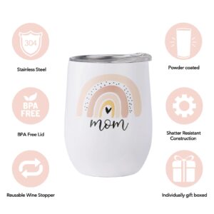 Mom Tumbler -12oz - Mom Cup - New Mom Gifts- Mom Wine Glass - Birthday Gifts for Mom from Daughter, Son, Kids - Christmas Gifts for Mom - Mom Mug - Gift Ideas for New Moms, First Time Moms