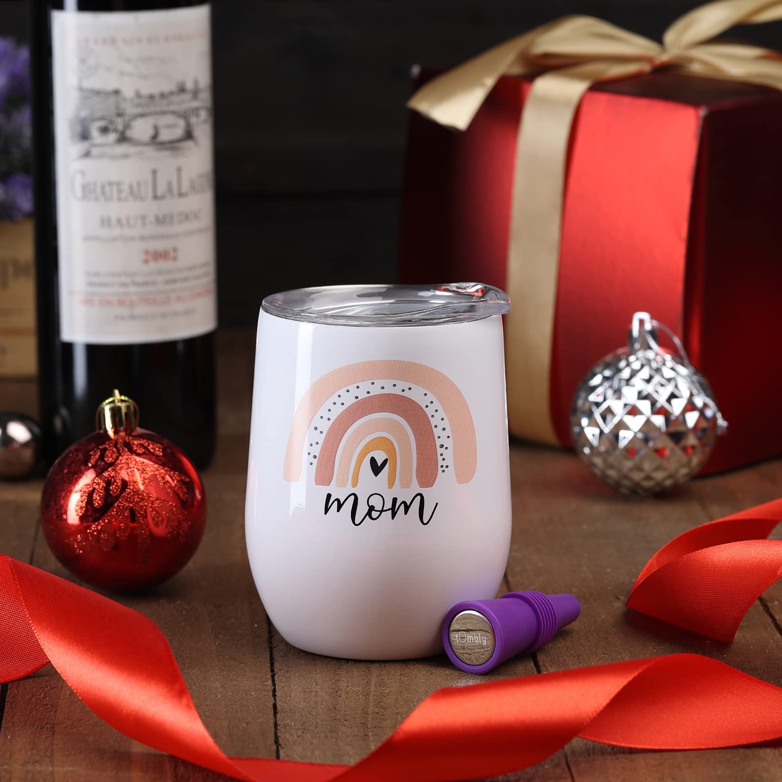 Mom Tumbler -12oz - Mom Cup - New Mom Gifts- Mom Wine Glass - Birthday Gifts for Mom from Daughter, Son, Kids - Christmas Gifts for Mom - Mom Mug - Gift Ideas for New Moms, First Time Moms